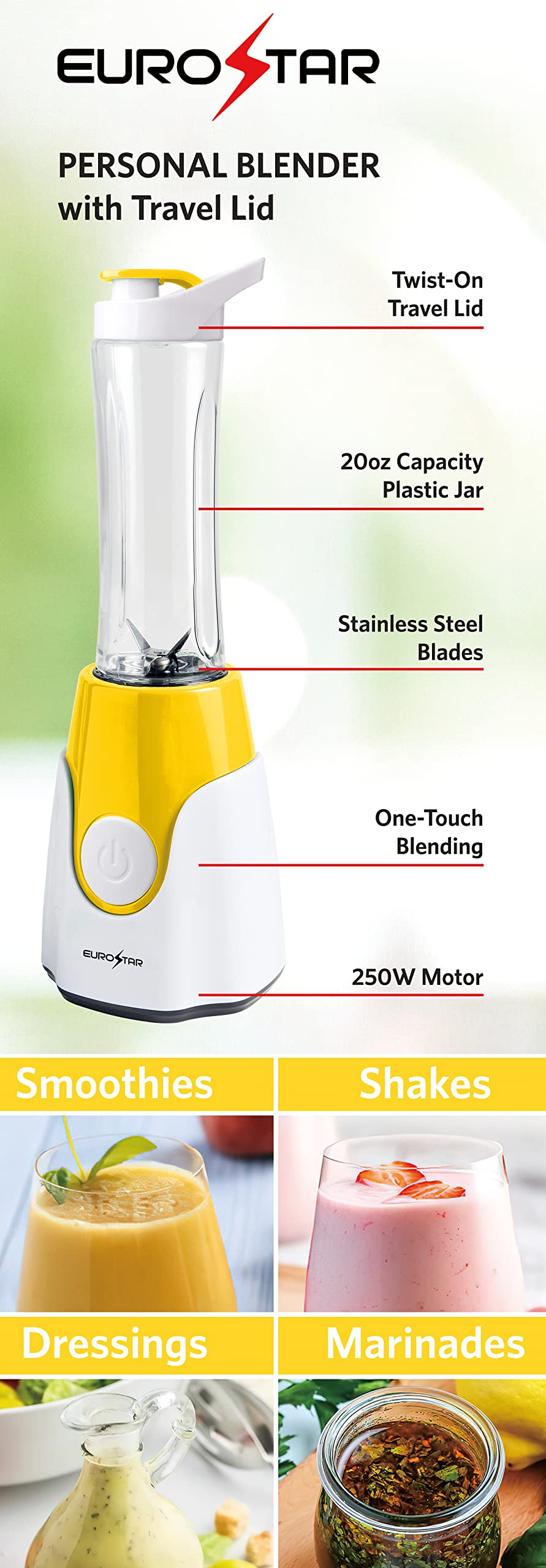 EPB600Y 250W Personal Blender, Yellow