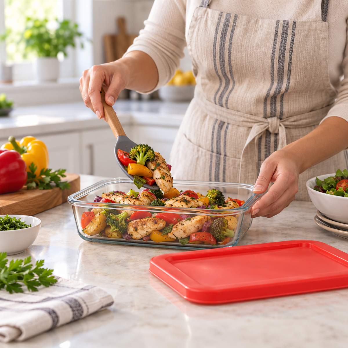 EUROSTAR GS6RCTR Glass Food Storage Container with Lids