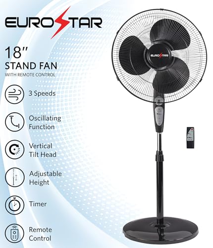 18" Stand Fan with Remote Control