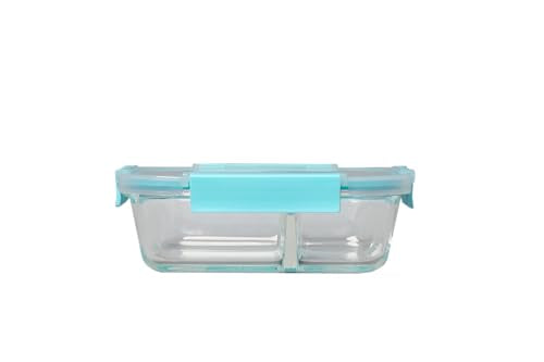 2 Compartment Glass Container with Snap Locking Lid