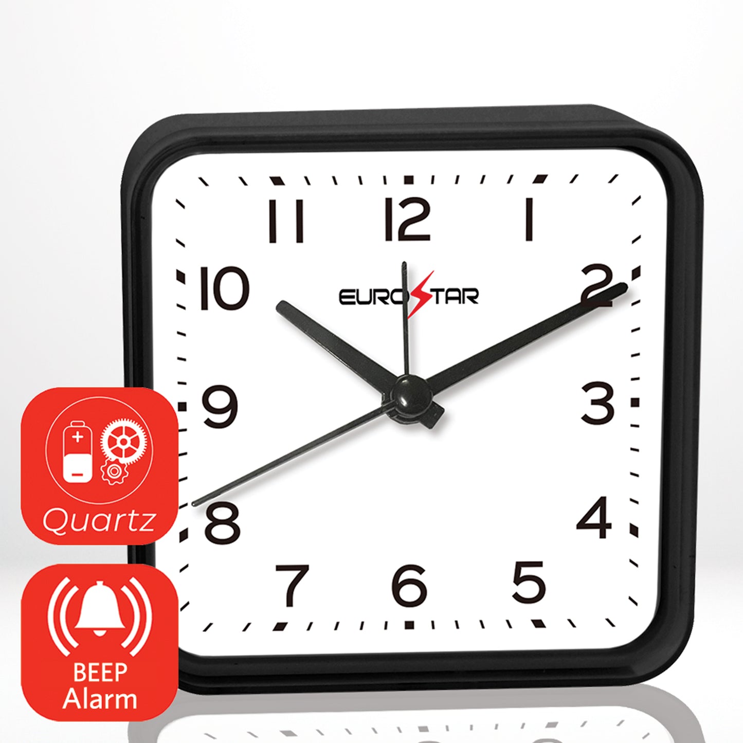 C500 Analog Alarm Clock, Black