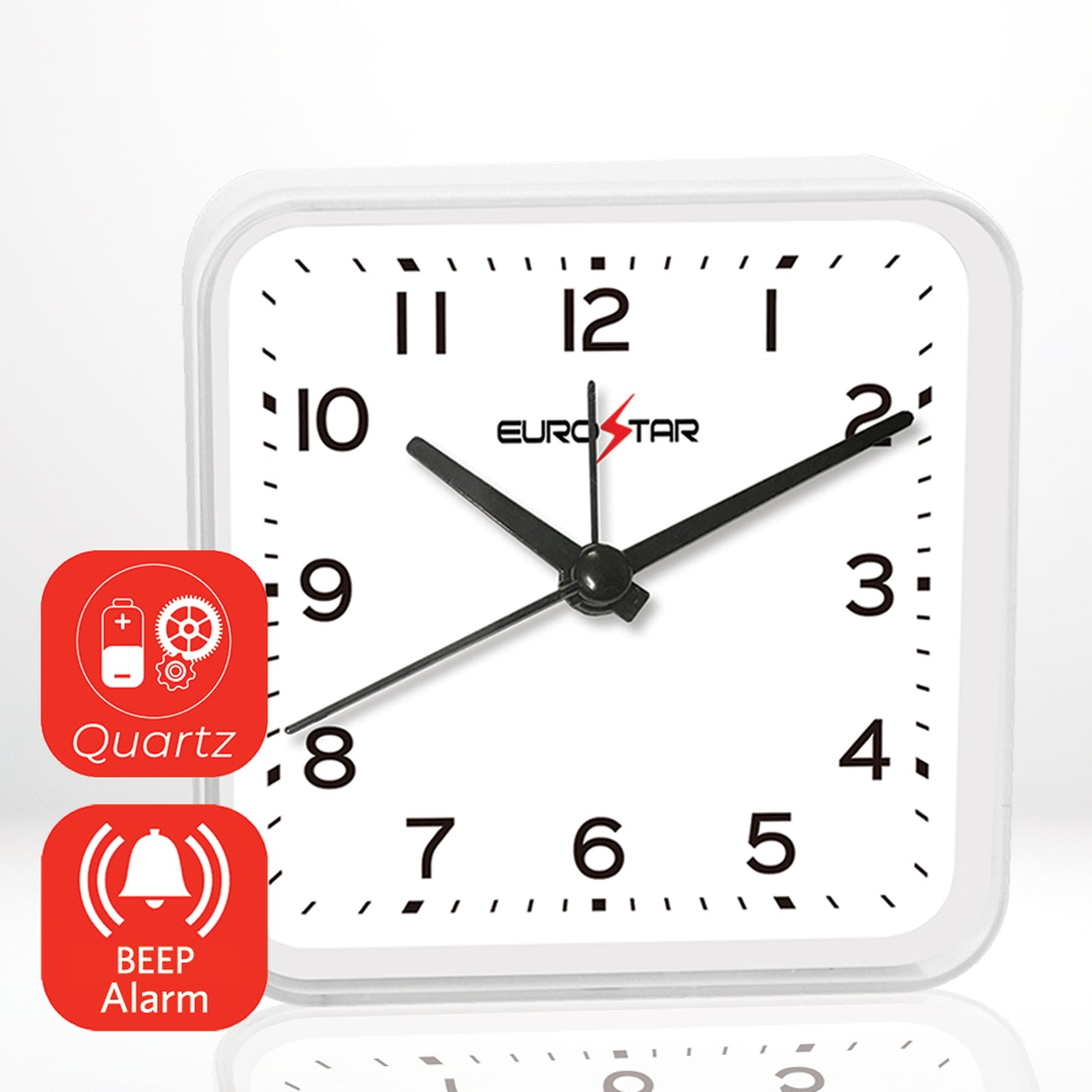 C502 Analog Alarm Clock, White