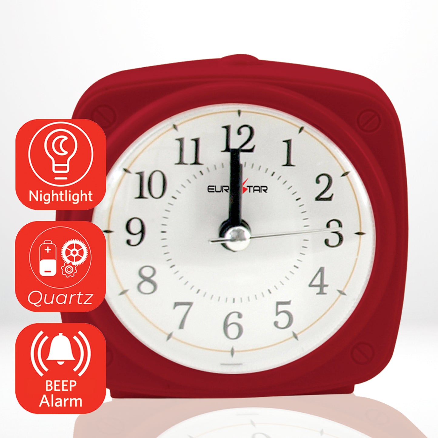 C511L Alarm Clock with Nightlight, Red
