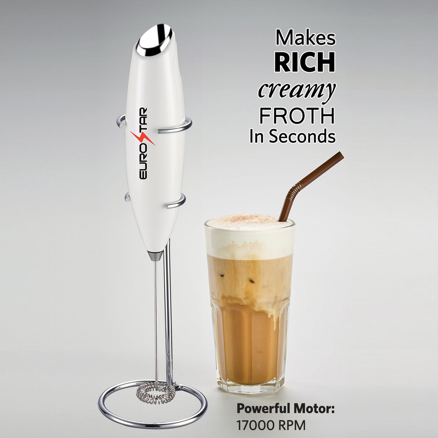 DM222WX Milk Frother with Stand, Blizzard White