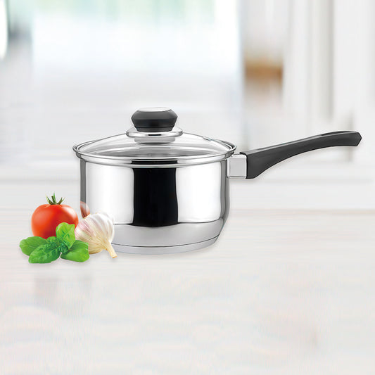 EC01003 3 Quart Stainless Steel Saucepan with Glass Cover