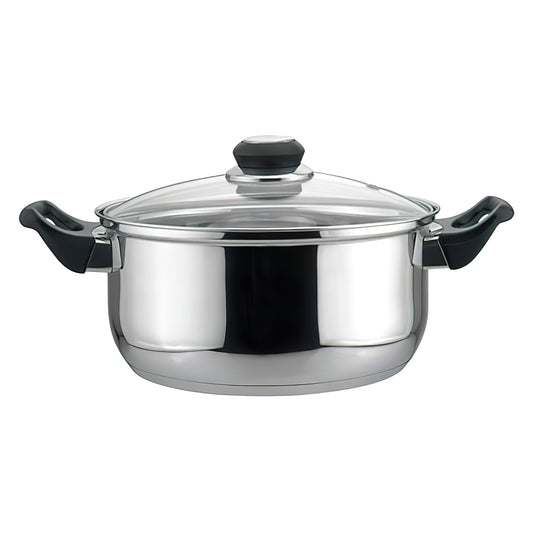 EC01004 4 Quart Stainless Steel Stock Pot with Glass Cover