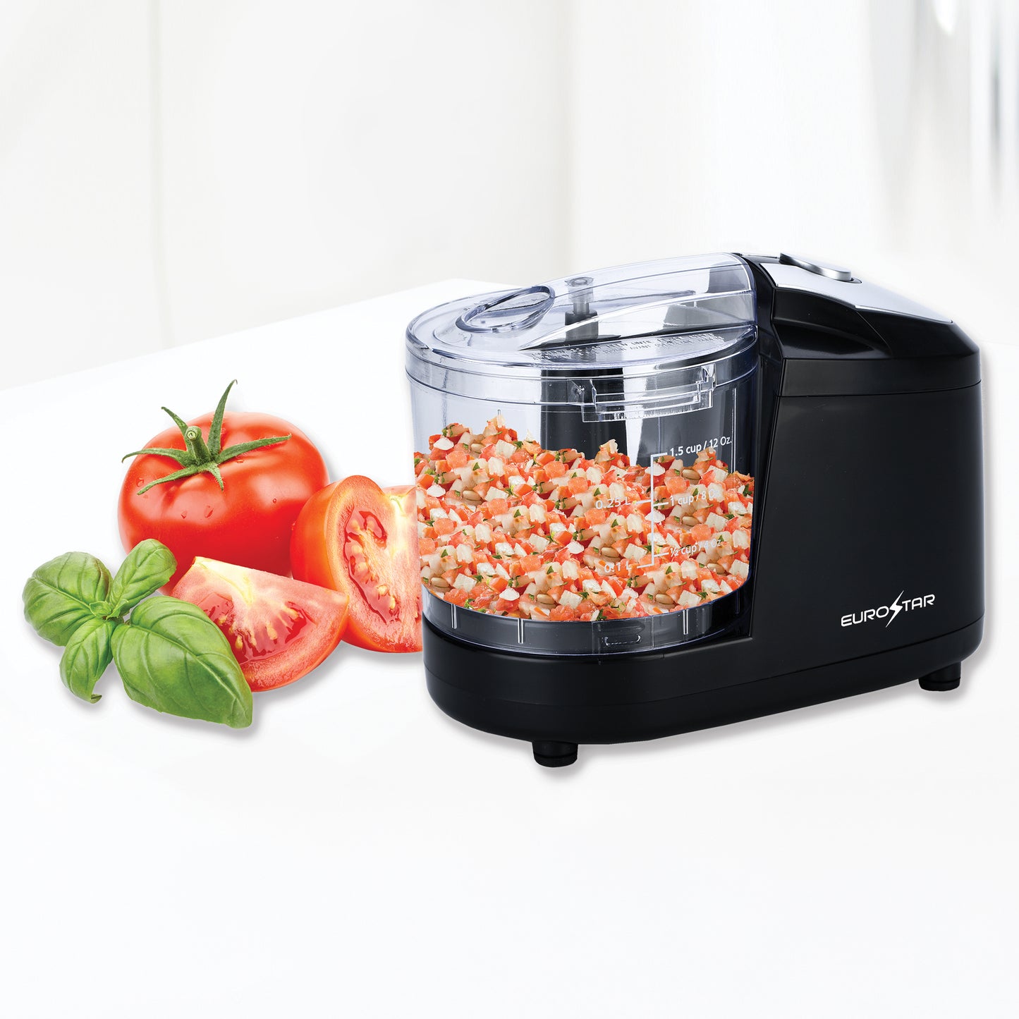 EC500B 1.5-Cup One Touch Electric Mini Food Chopper, Black