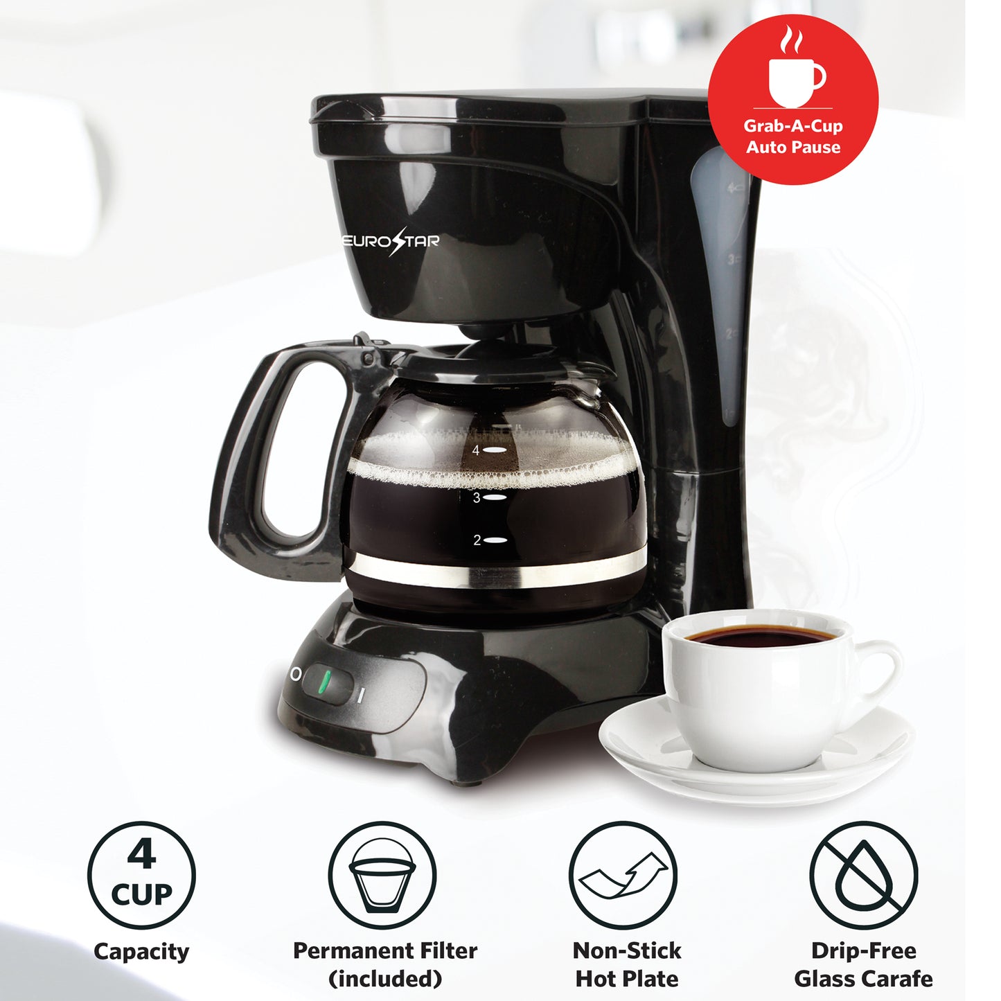 ECM620B 4-Cup Coffeemaker, Black