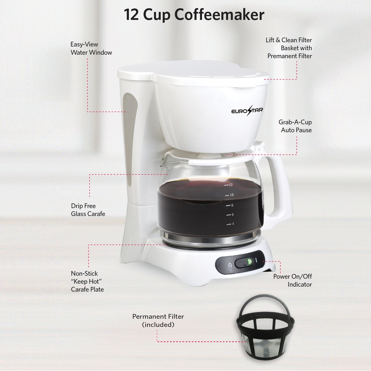ECM642W 12-Cup Coffee Maker, White