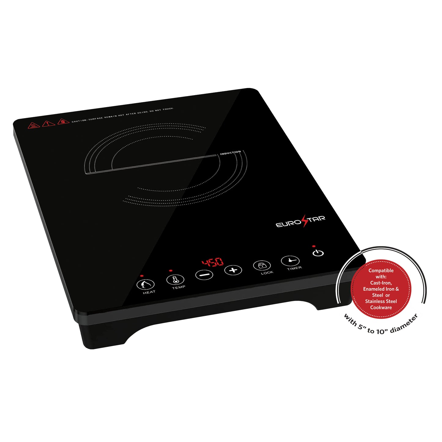 EIC200 1000W Portable Induction Cooktop, Black