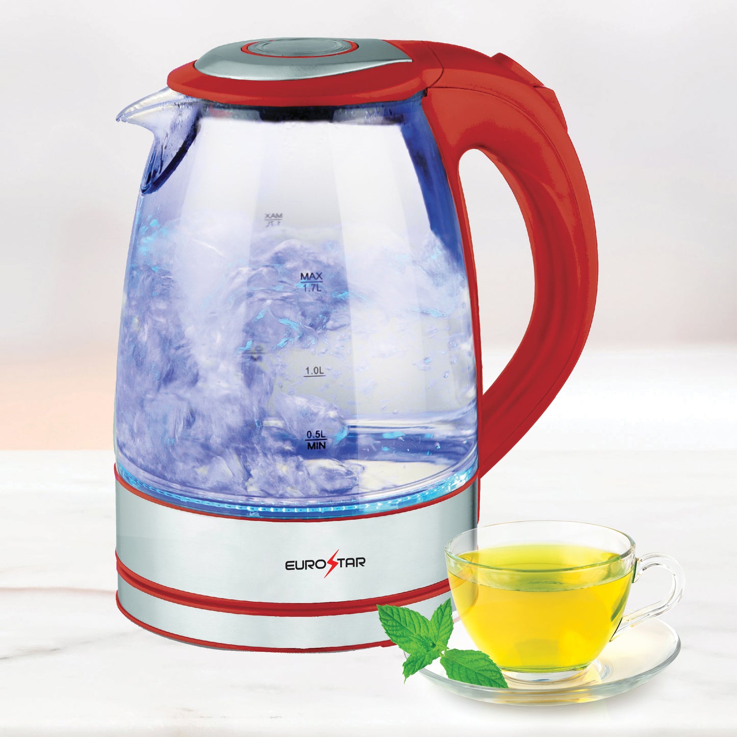 EKG17RD 1.7L Glass Kettle, Red