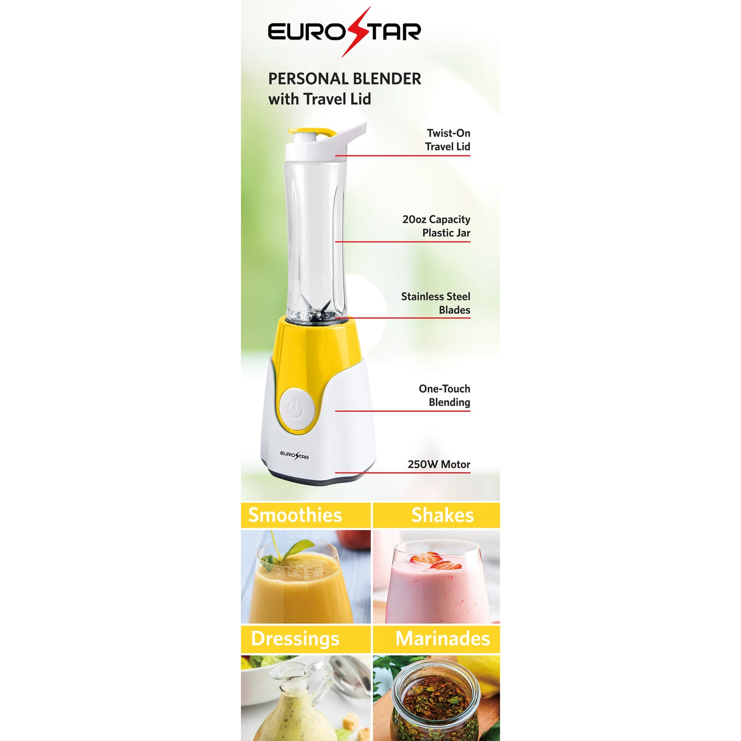 EPB600Y 250W Personal Blender, Yellow