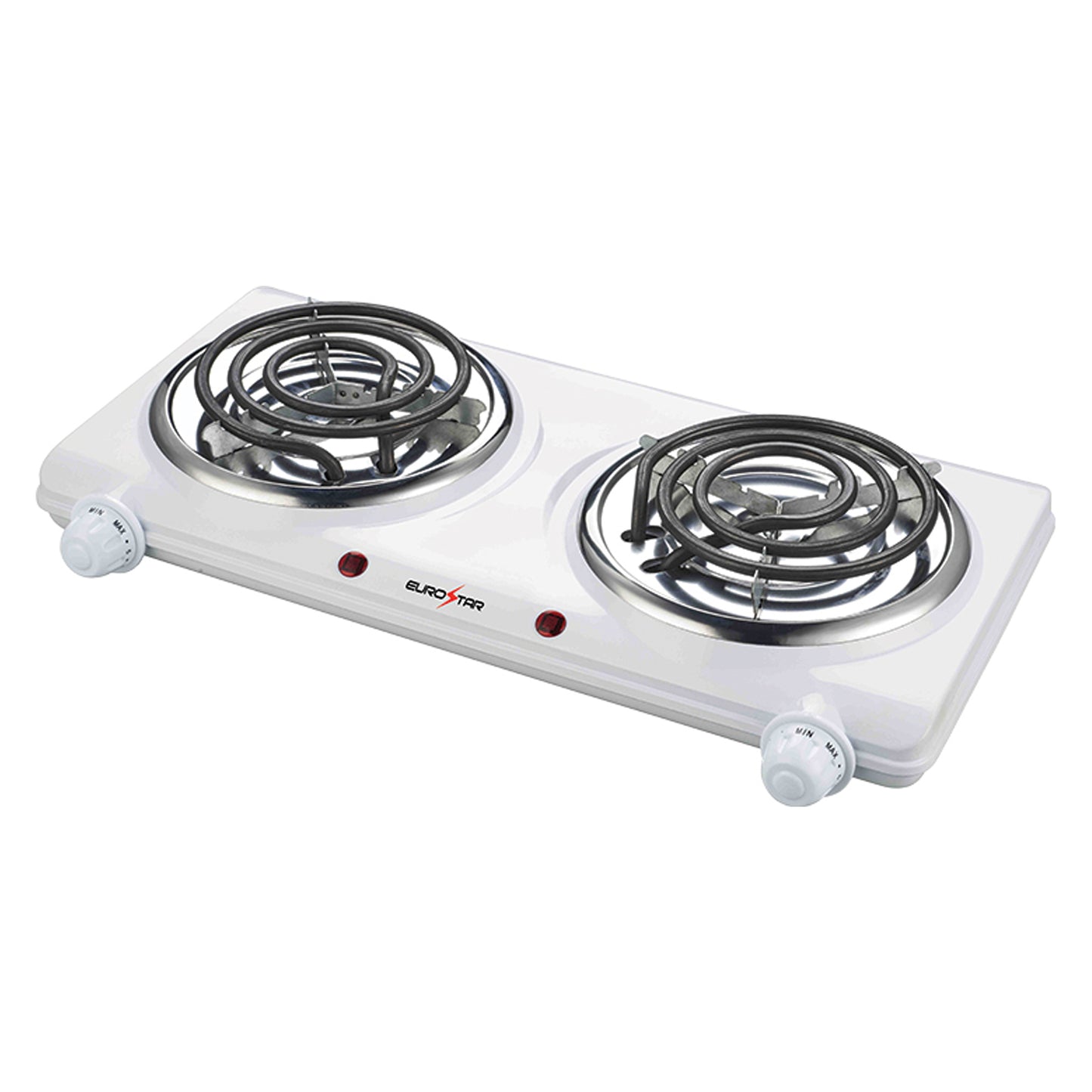 ES204W Double Burner with Spiral Plates, White