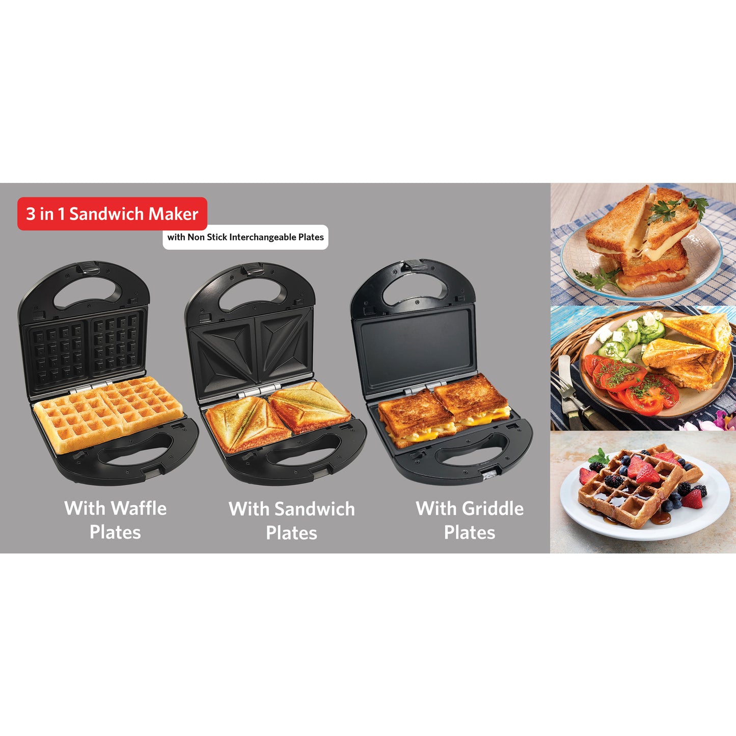 ES936BX 3-In-1 Griddle, Sandwich & Waffle Maker, Black