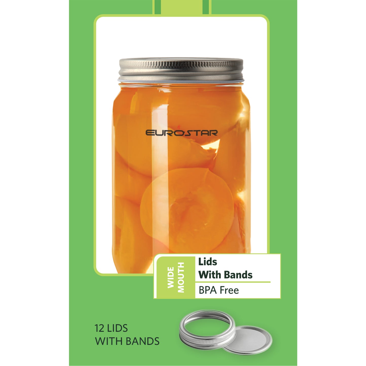 GMJWL200WM Universal Mason Jar Lids with Bands, 12-Pack, Wide Mouth