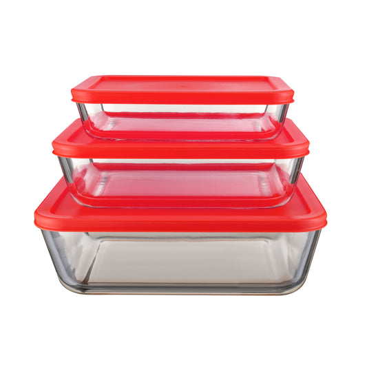 GS3611RCTR 6 Piece Glass Food Storage Container Set with Lids