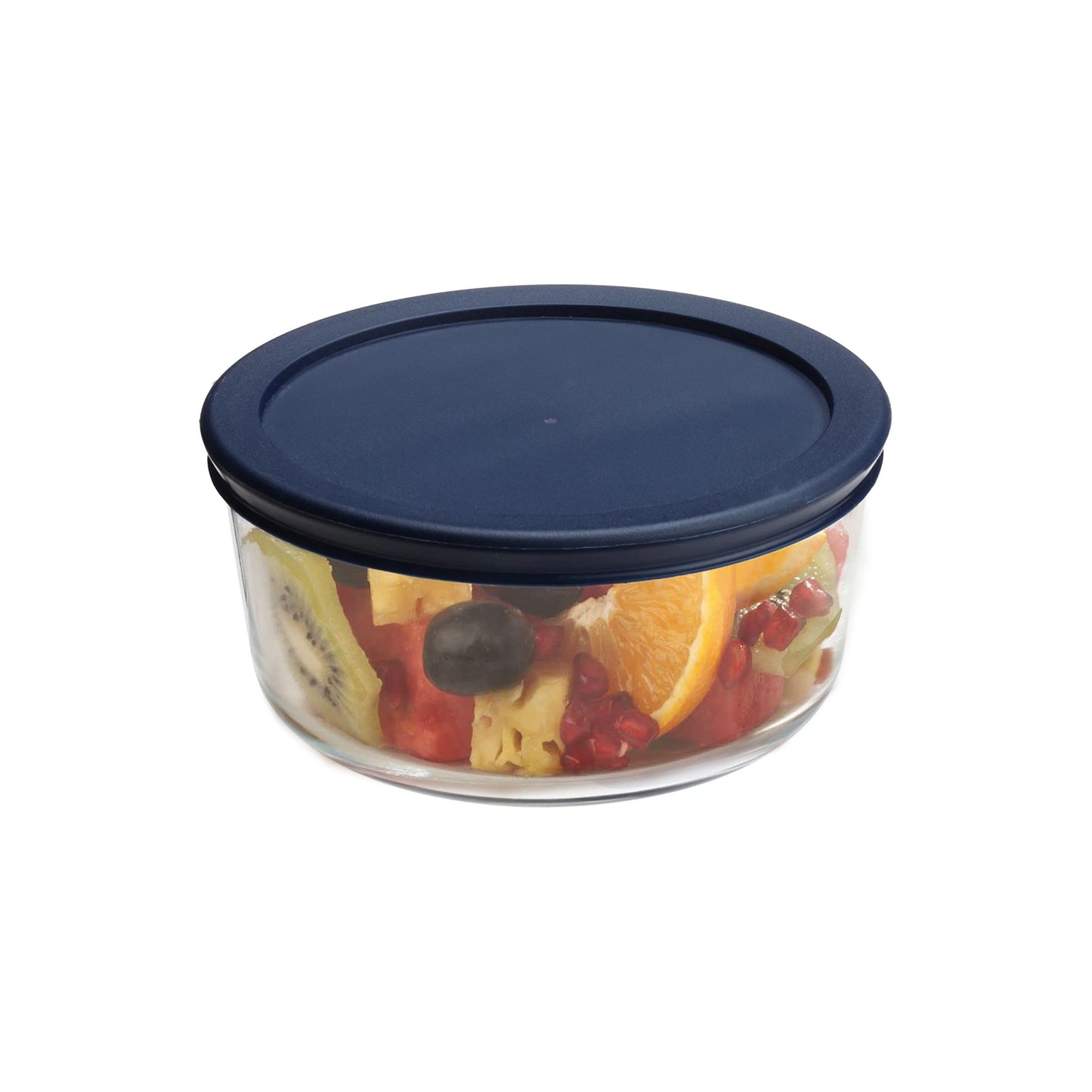 GS4CA 4-Cup Round Glass Food Storage Container with Blue Lids