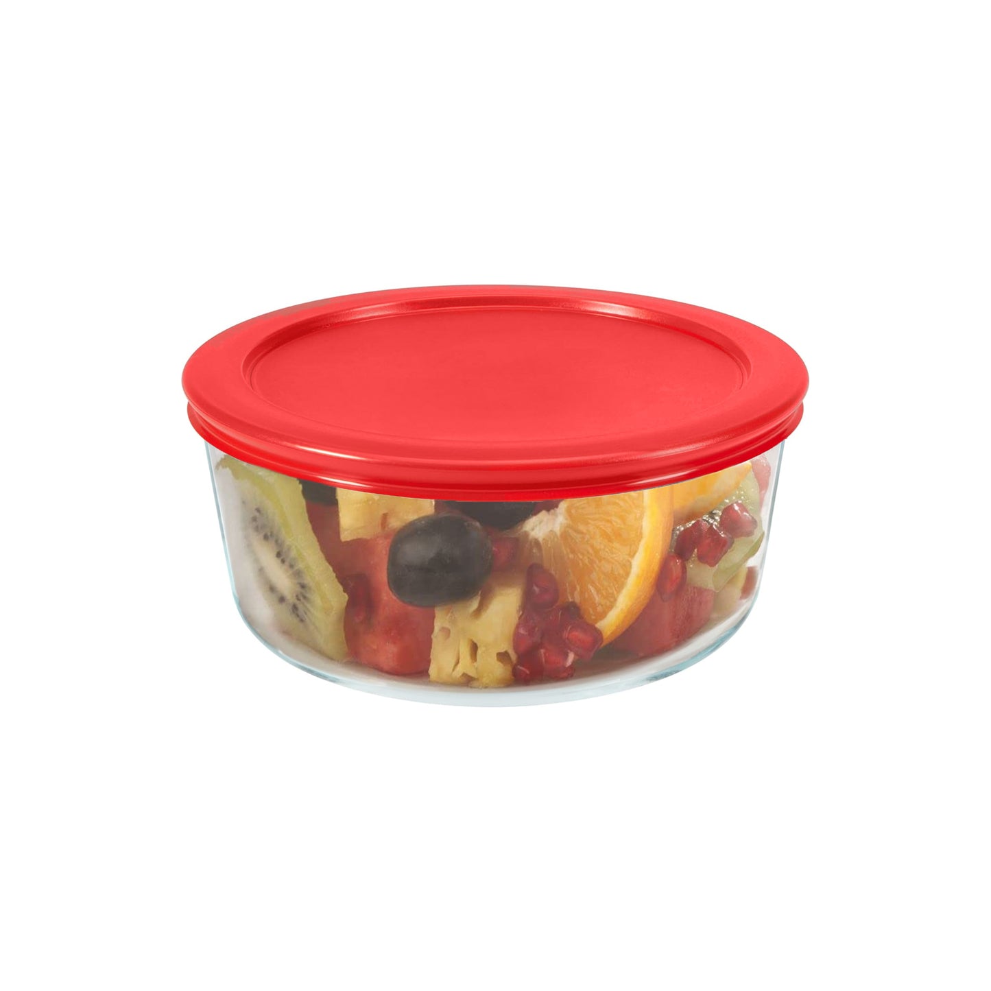 GS4CRD 4-Cup Round Glass Food Storage Container with Red Lids