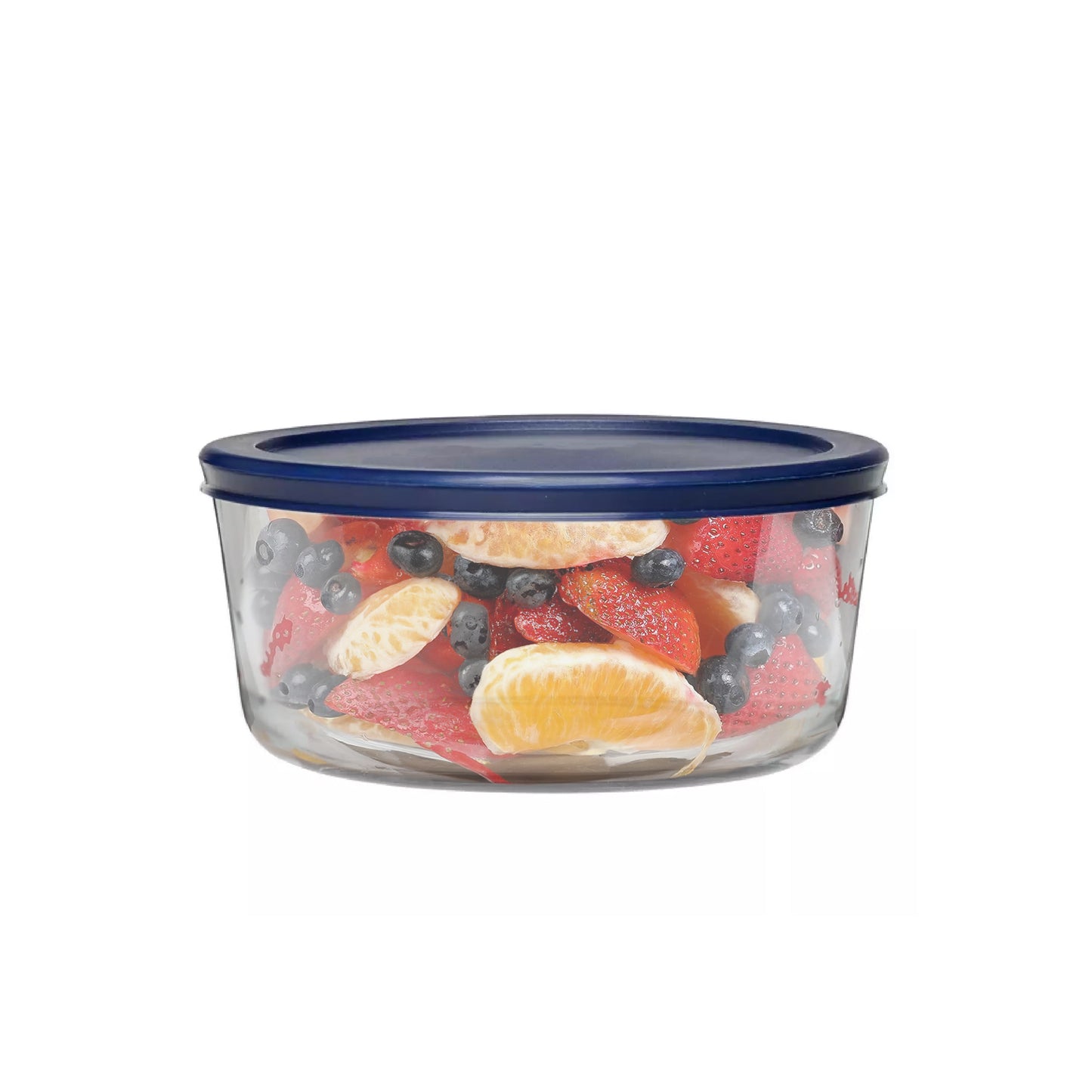 GS7CA Round Glass Food Storage Container with Blue Lids