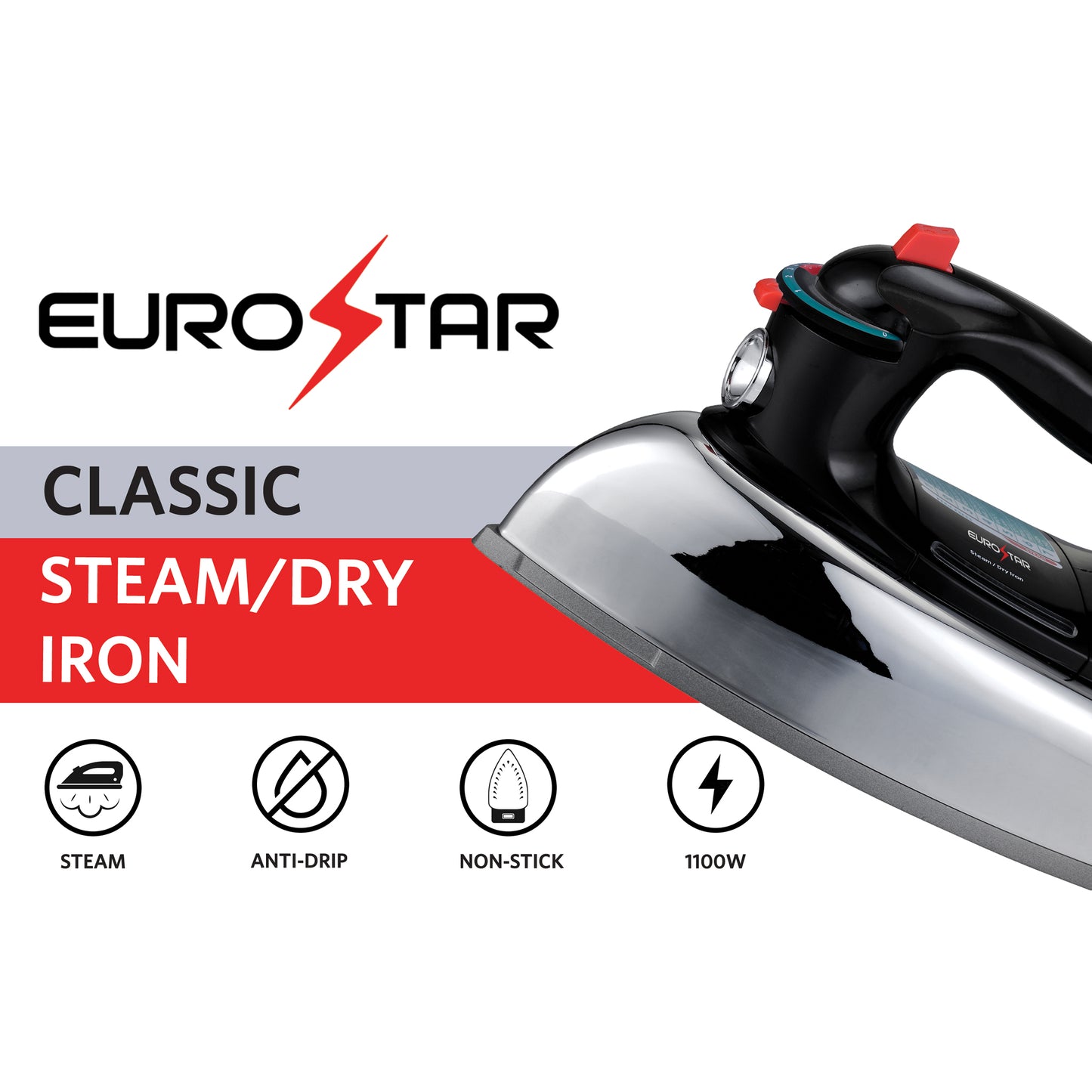 IR900CL Classic Steam/Dry Anti-Drip Iron, Black