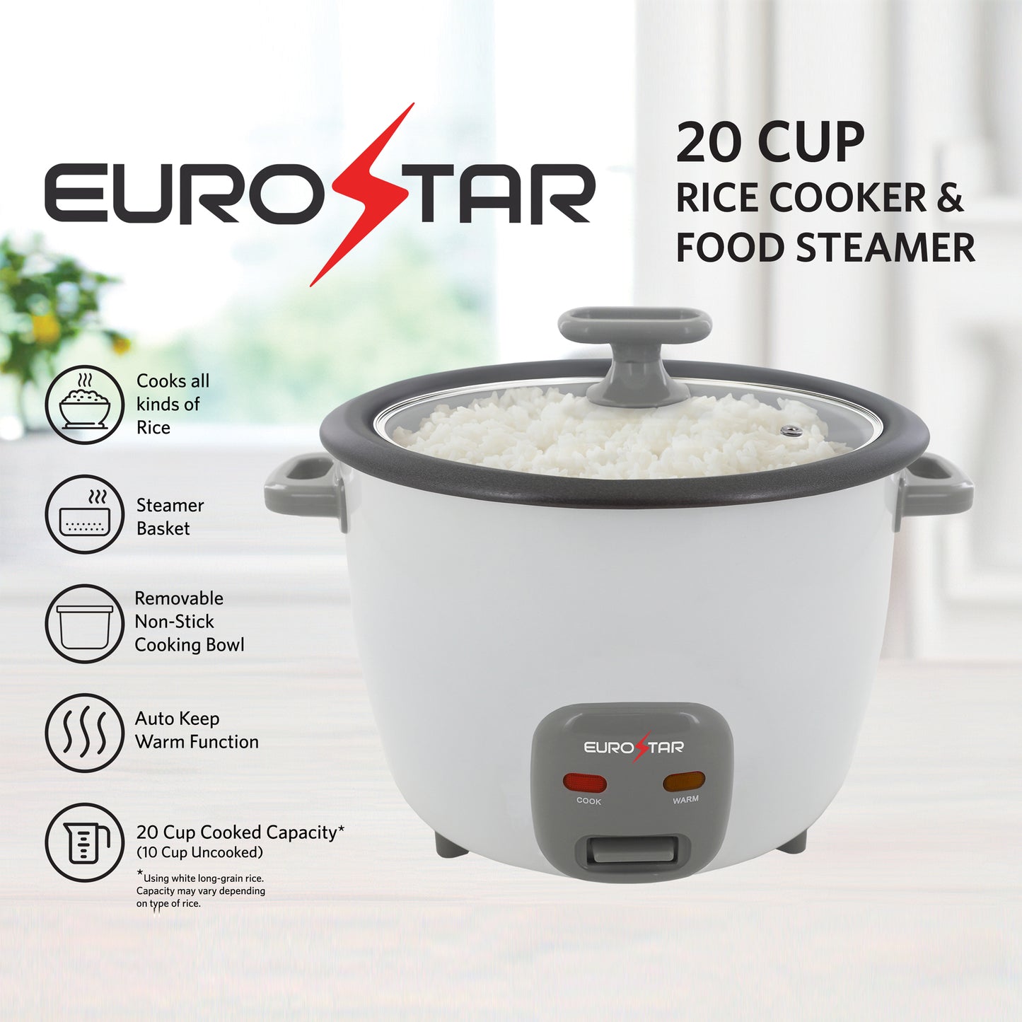 RC620W 20-Cup Rice Cooker, White