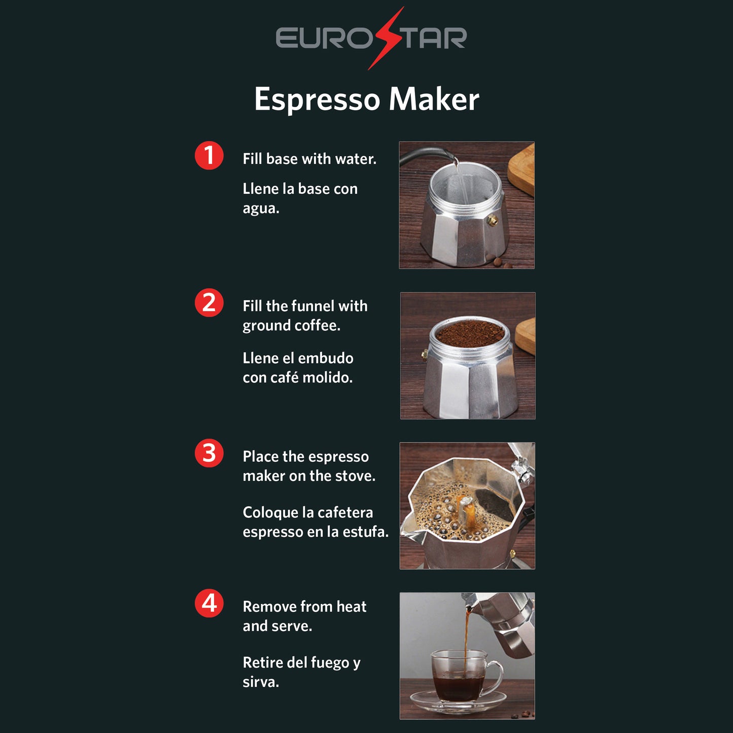 SEM303 3-Cup Stovetop Espresso Maker, Silver