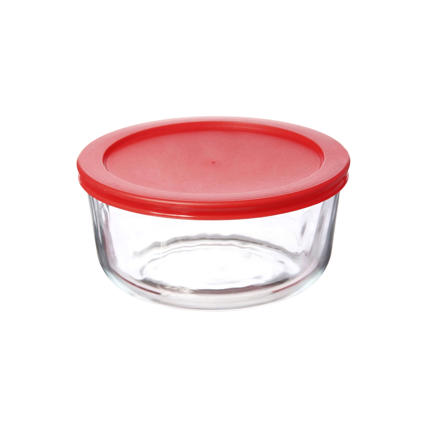 GS2CRD 2-Cup Round Glass Storage Container with Red Lids