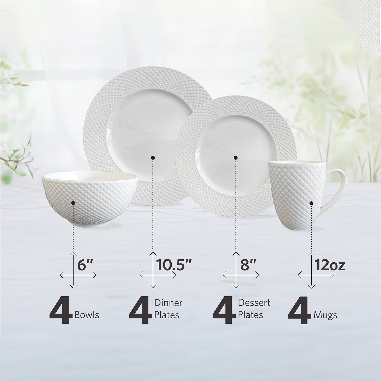 GDSMARB162 Marbella 16 Piece Dinnerware Set, Service for 4
