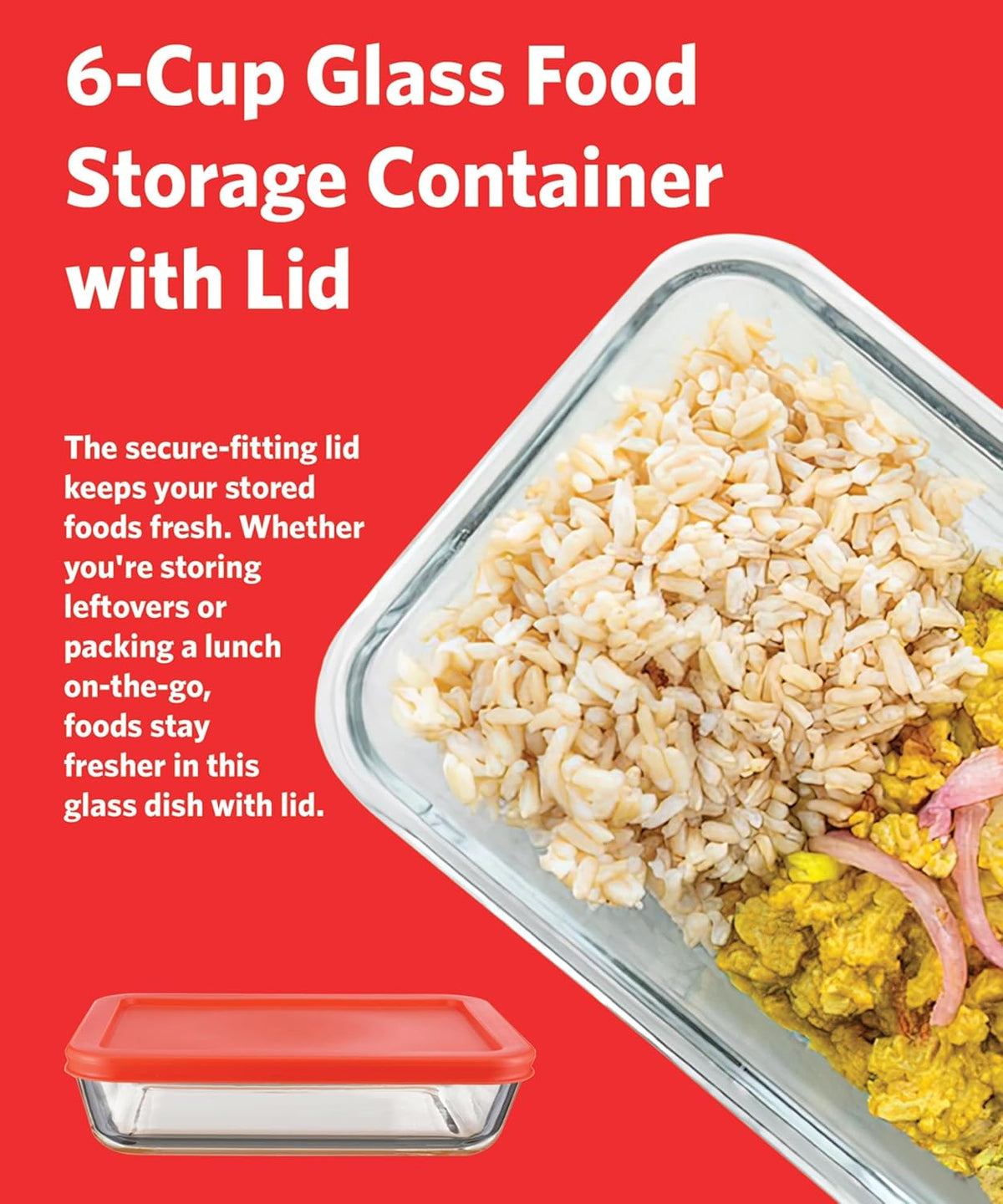 EUROSTAR GS6RCTR Glass Food Storage Container with Lids