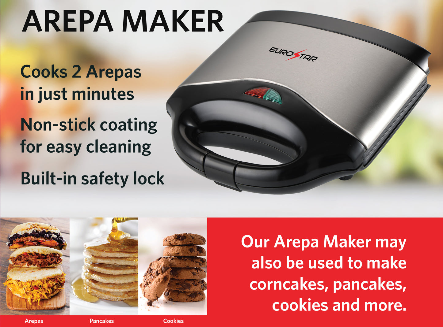 AR260SB 2-Serving Arepa Maker, Silver