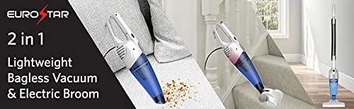 EV2033 2-in-1 Lightweight Bagless Vacuum & Electric Broom, Blue