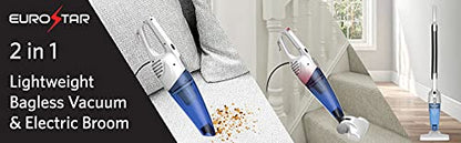 EV2033 2-in-1 Lightweight Bagless Vacuum & Electric Broom, Blue