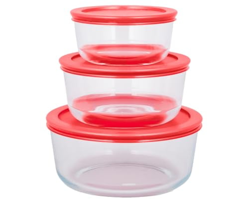 GS247RED 6 Piece Round Storage Set with Red Lids