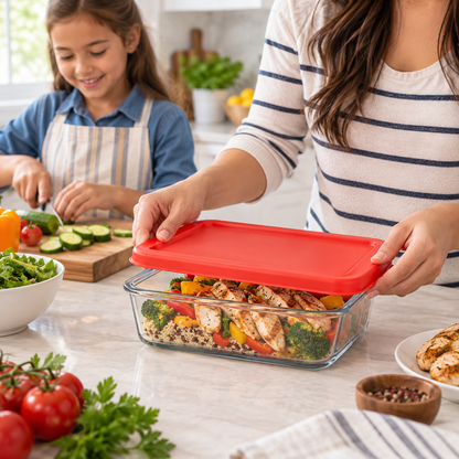 EUROSTAR GS6RCTR Glass Food Storage Container with Lids