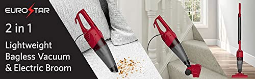 EV2031 2-in-1 Lightweight Bagless Vacuum & Electric Broom, Red