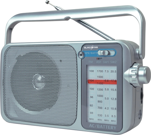 ICF2500S Portable 4-Band Radio, Silver