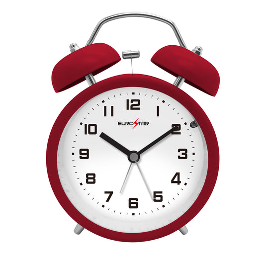 C521L Twin Bell Alarm Clock with Nightlight, Red