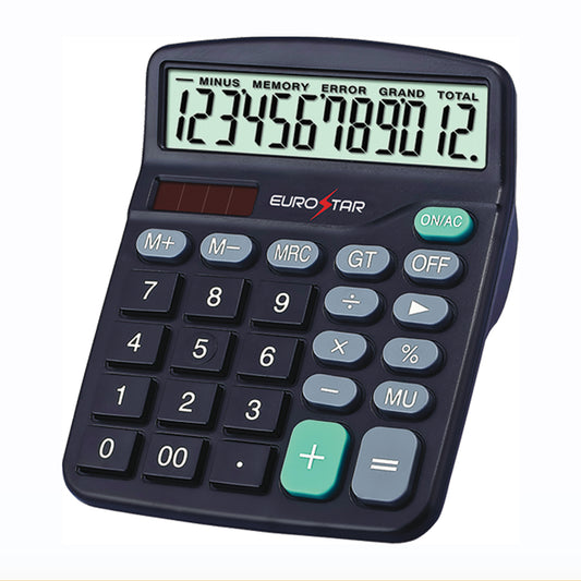 C6120OS 12 Digit Large Display Calculator, Black