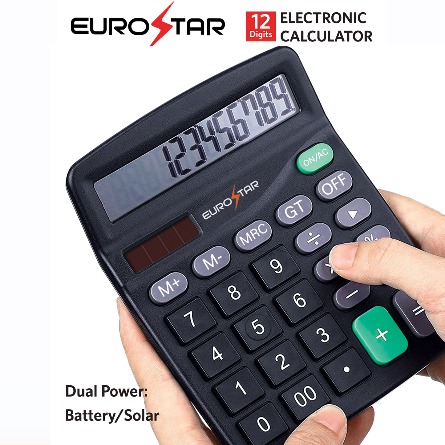 C6120OS 12 Digit Large Display Calculator, Black