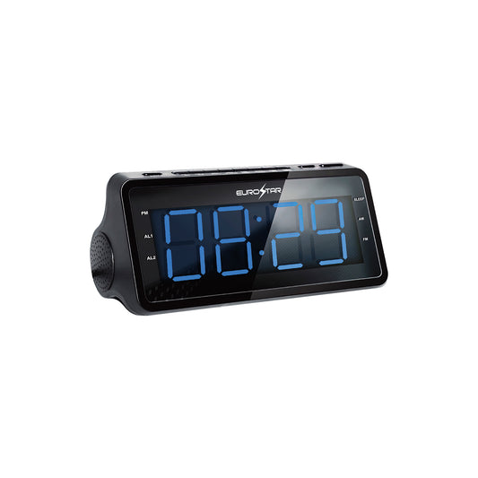 CR9018 Dual Alarm AM/FM Clock Radio, Black