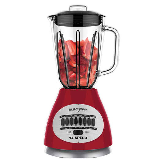 EBL921GRD 450W 14-Speed Glass Jar Blender, Red