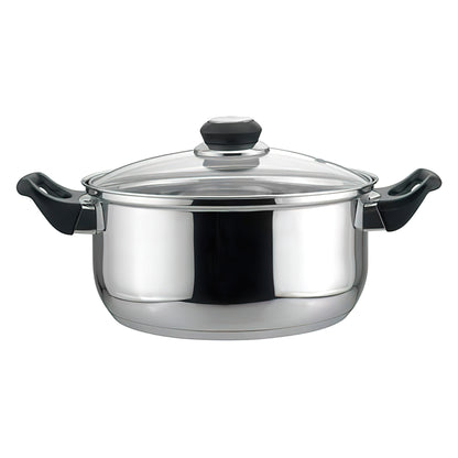 EC01004 4 Quart Stainless Steel Stock Pot with Glass Cover