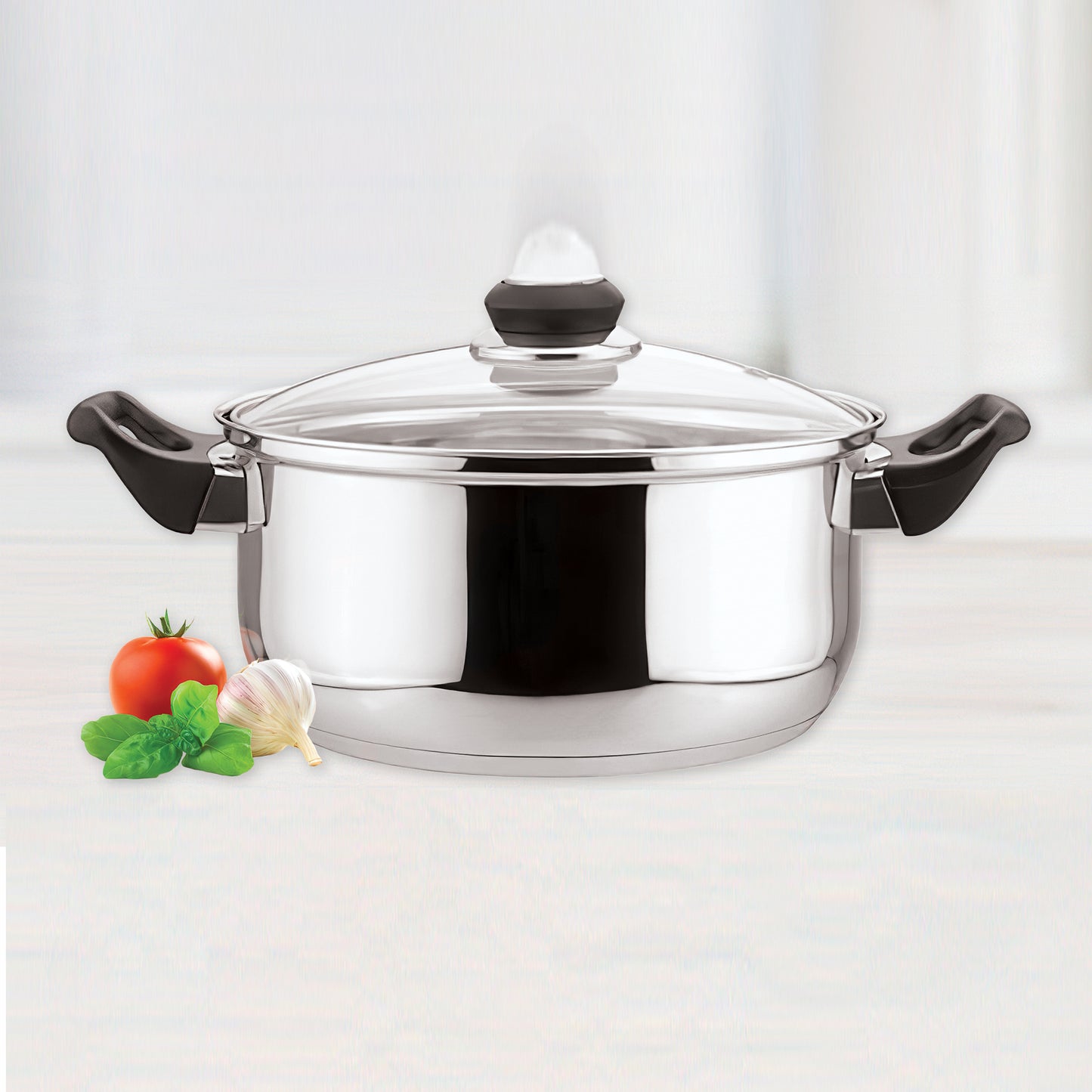 EC01004 4 Quart Stainless Steel Stock Pot with Glass Cover