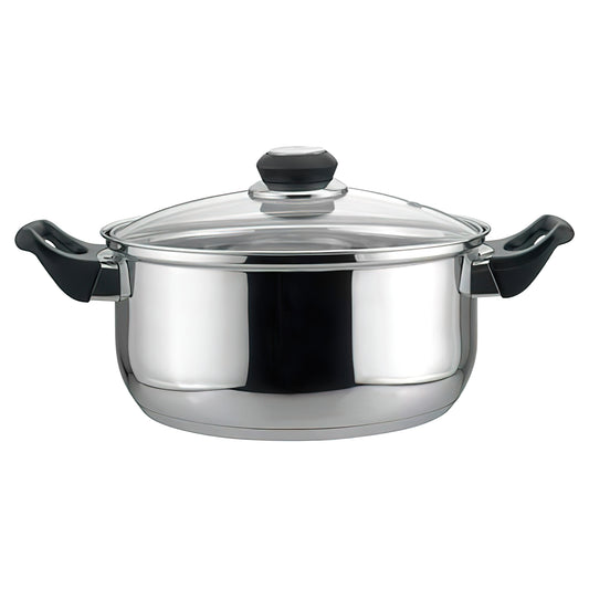EC01005 5.5 Quart Stainless Steel Stock Pot with Glass Cover