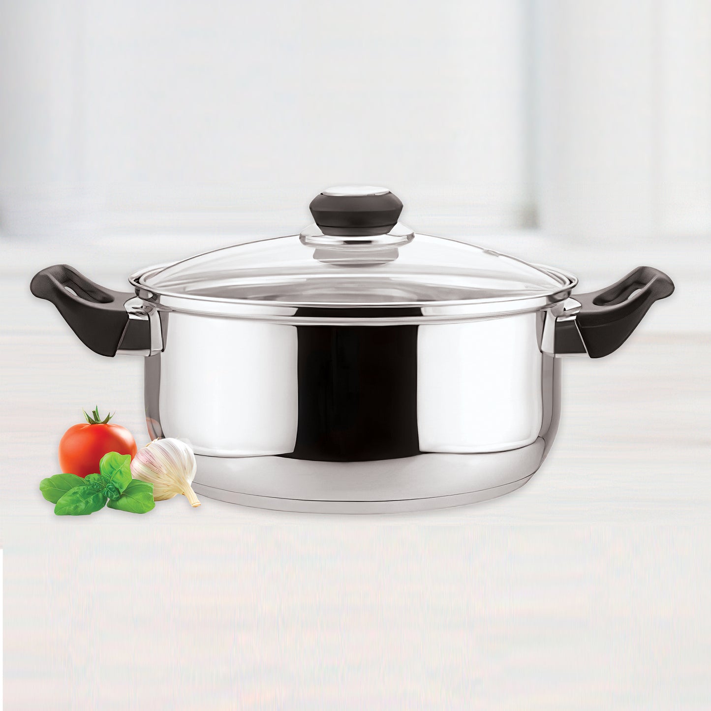 EC01005 5.5 Quart Stainless Steel Stock Pot with Glass Cover