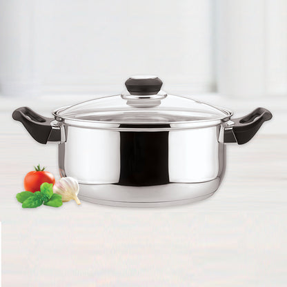 EC01005 5.5 Quart Stainless Steel Stock Pot with Glass Cover