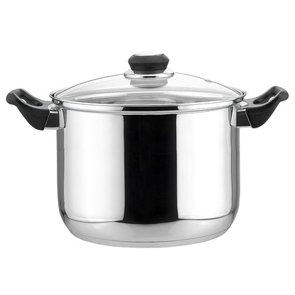 EC01108 8 Quart Stainless Steel Stock Pot with Glass Cover