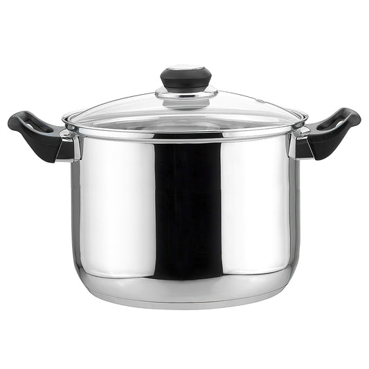 EC01108 8 Quart Stainless Steel Stock Pot with Glass Cover