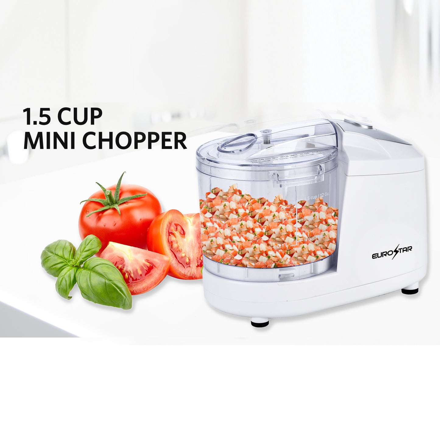 EC502W 1.5-Cup One Touch Electric Mini Food Chopper, White