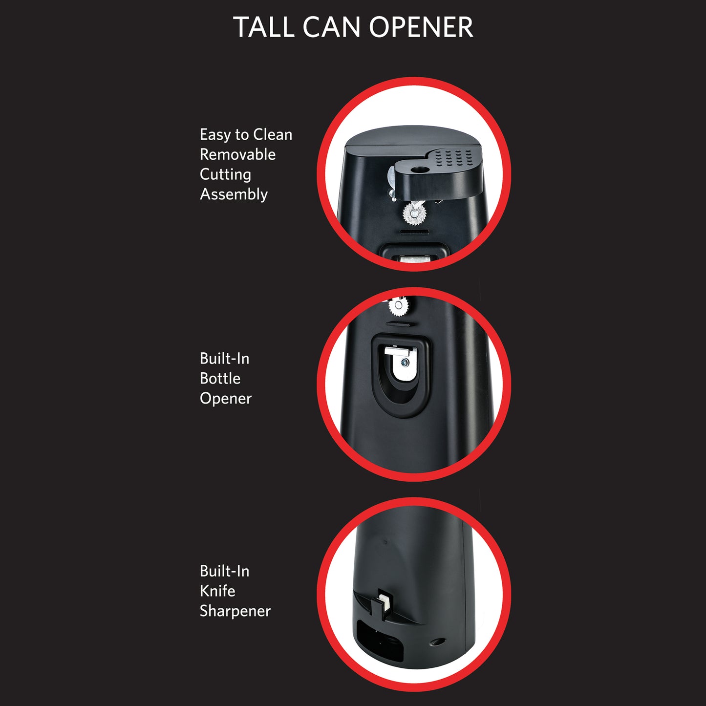 EC600B Tall Can Opener, Black